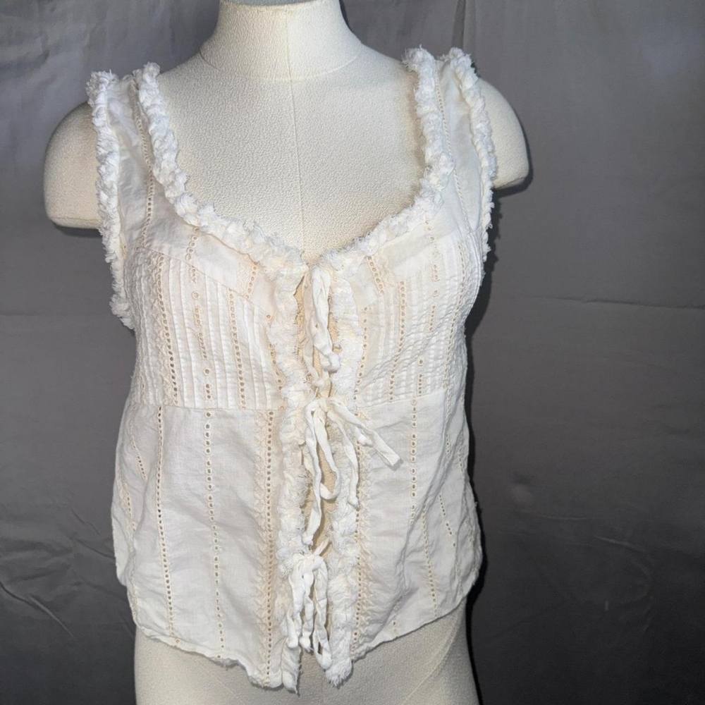 Zara Cream Textured Sleeveless Blouse